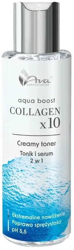 Тоник-сыворотка для лица Ava Laboratorium Aqua Boost Collagen x10 Creamy Toner 2 в 1, увлажняющий, 100 мл