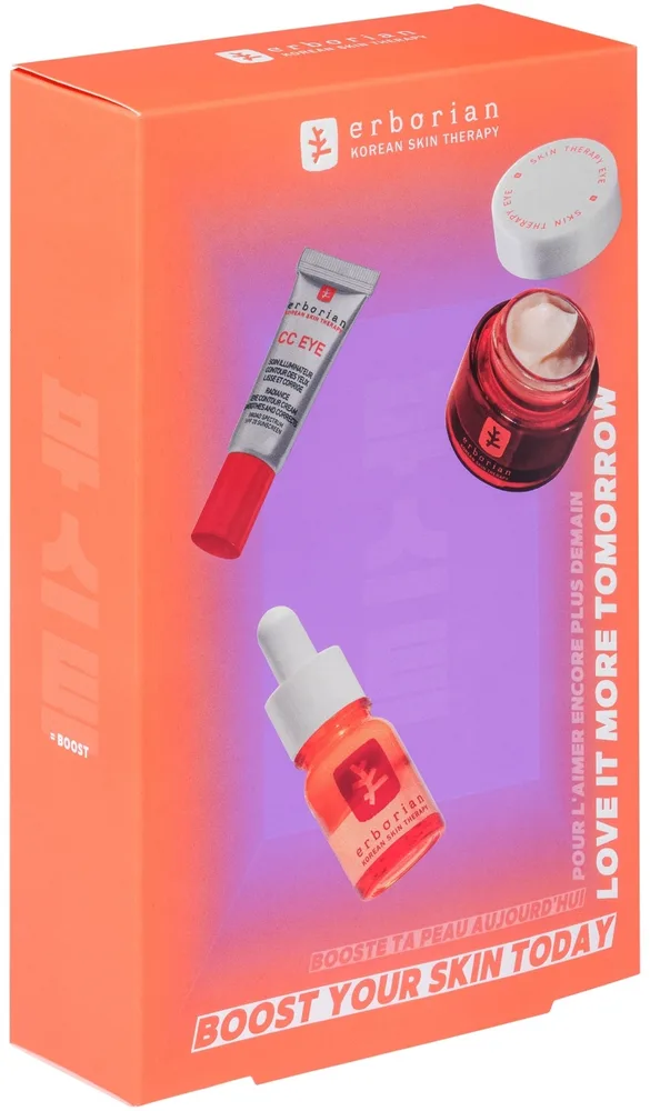 Erborian набор Boost Your Skin Today Set Clair: CC крем 3 мл, крем для глаз 15 мл и ночное масло 10 мл, уход за лицом