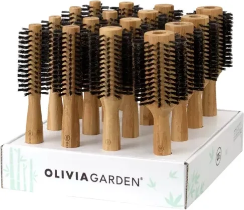 Olivia Garden Bamboo Touch Boar набор круглых щёток для волос 16 шт, брашинги из бамбука с натуральной щетиной кабана 15, 20, 30, 40 мм