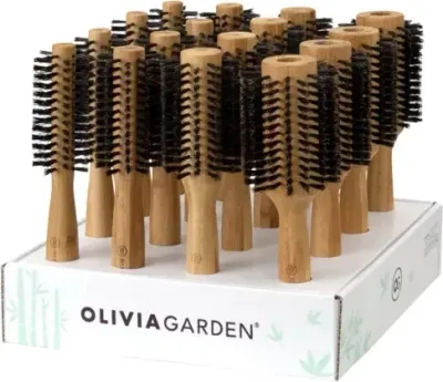Olivia Garden Bamboo Touch Boar набор круглых щёток для волос 16 шт, брашинги из бамбука с натуральной щетиной кабана 15, 20, 30, 40 мм