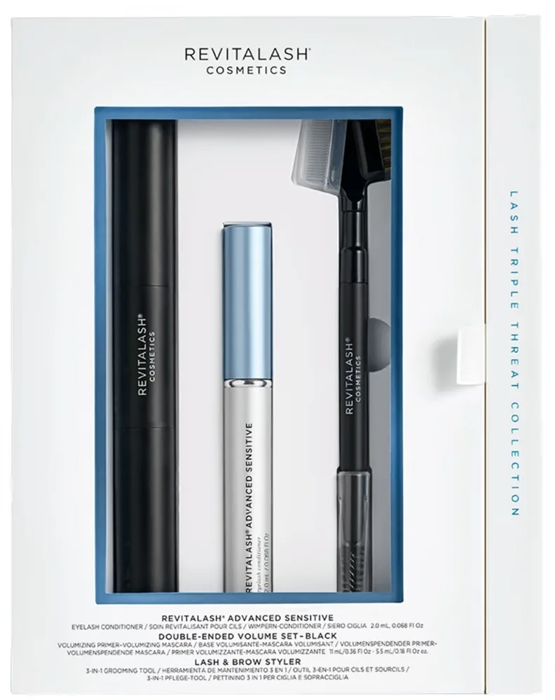 Набор RevitaLash Lash Triple Threat Collection Sensitive: сыворотка для ресниц для чувствительных глаз, праймер с тушью и стайлер 3 в 1
