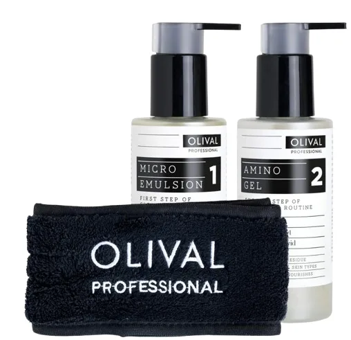 Набор для лица Olival Professional микроэмульсия и аминокислотный гель для двухэтапного очищения и повязка уценка 150+150 мл