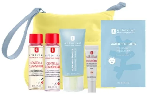 Набор для ухода за лицом Erborian Korean Glass Skin Dore, очищающее масло, гель, CC-крем, увлажняющий крем и маска