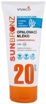 Vivaco Sun Bronz лосьон солнцезащитный SPF 20 для загара, с маслом ши, пантенолом и витамином Е 200 мл