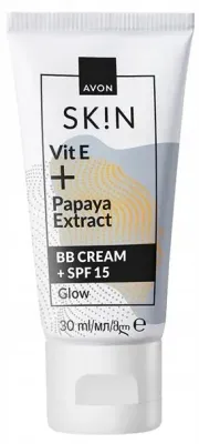BB крем для лица Avon Skin Glow BB Cream + SPF15 с витамином E, с экстрактом папайи, 30 мл