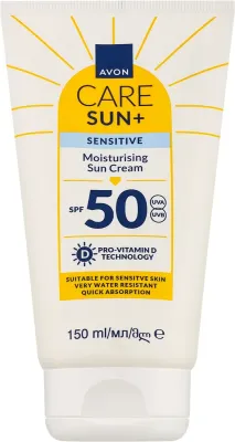 Avon Care Sun+ Sensitive Moisturising Sun Cream крем солнцезащитный для лица и тела увлажняющий, для чувствительной кожи SPF 50 150 мл