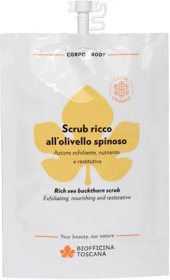 Biofficina Toscana Rich Sea Buckthorn скраб для тела солевой с маслами облепихи, кунжута и ши 70 г