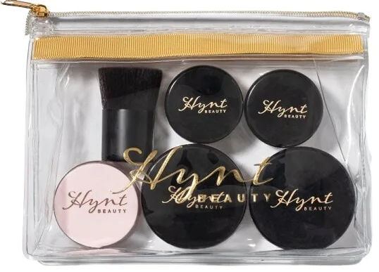 Hynt Beauty Discovery Kit Dark набор для макияжа лица: минеральная пудра-тон, консилер, пудры, кисть и косметичка, 7 предметов