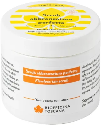Biofficina Toscana Flawless Tan скраб для тела 200 мл, сахарный скраб с экстрактом бессмертника