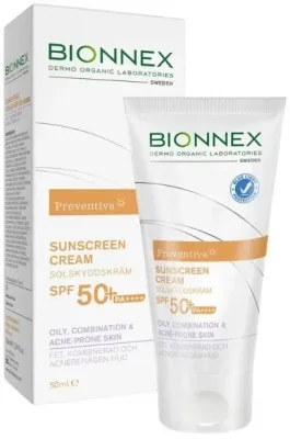 Bionnex Preventiva Sunscreen Cream SPF 50+ солнцезащитный крем для лица для комбинированной и жирной кожи, высокая защита 50 мл