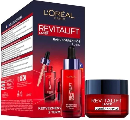 L'Oreal Paris Revitalift Laser X3 набор антивозрастного ухода: дневной крем для лица 50 мл + сыворотка для лица с пептидами и гиалуроновой кислотой 30 мл