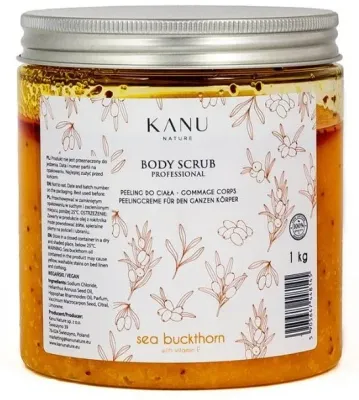 Kanu Nature Sea Buckthorn скраб для тела облепиха 350 г, солевой с маслом облепихи и семенами клюквы