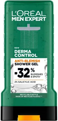 L'Oreal Paris Men Expert Derma Control гель для душа против несовершенств кожи 300 мл, мужской, с экстрактом мяты