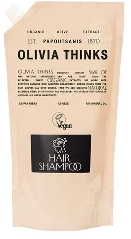 Шампунь для волос Papoutsanis Olivia Thinks Hair Shampoo Refill, сменная упаковка, 1100 мл