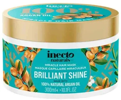 Маска для волос Inecto Naturals Brilliant Shine Miracle Hair Mask для блеска, с аргановым маслом