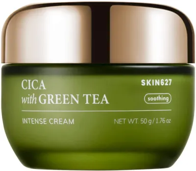 Skin627 Cica With Green Tea Intense Cream крем для лица интенсивный восстанавливающий с центеллой и зелёным чаем 50 г cica крем, для чувствительной кожи