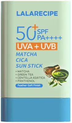 Lalarecipe Matcha Cica Sun Stick стик для лица солнцезащитный с центеллой азиатской и матчей 20 г, санстик для обновления защиты
