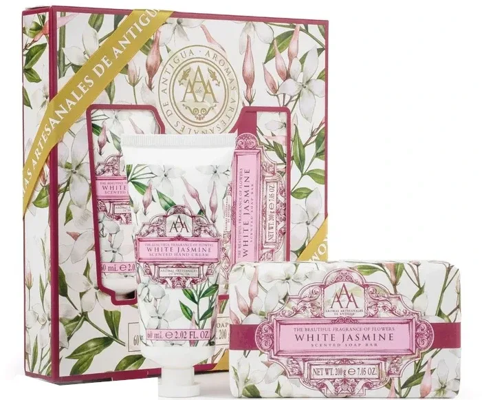Aromas Artesanales de Antigua White Jasmine Set набор для рук: мыло 200 г и крем для рук 60 мл, набор для ухода за руками