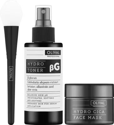 Olival BG Professional набор для лица увлажняющий: тоник 150 мл, маска с центеллой 30 мл, силиконовая кисть для маски