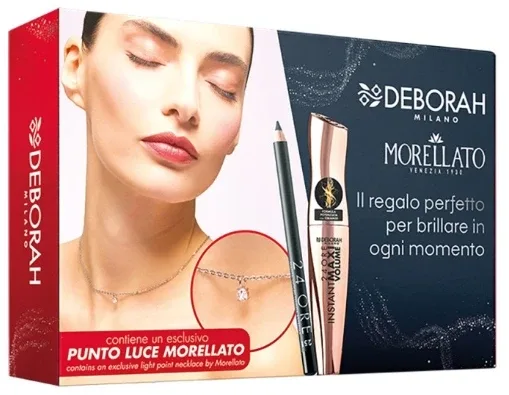Deborah Milano Beauty Kit 01 набор декоративной косметики для глаз: тушь 24ore Instant Maxi Volume 12 мл, карандаш 24Ore Long-lasting 1,5 г и колье