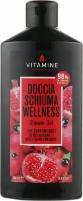 Vitamine Wellness гель для душа с гранатом и смородиной 400 мл, фруктовый гель для душа с витаминами и морской солью