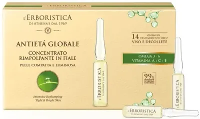 L'Erboristica Global Age Intensive Replumping Face and Decollete ампулы для лица и декольте с ретинилом, бакучиолом и витаминами 7 x 2 мл