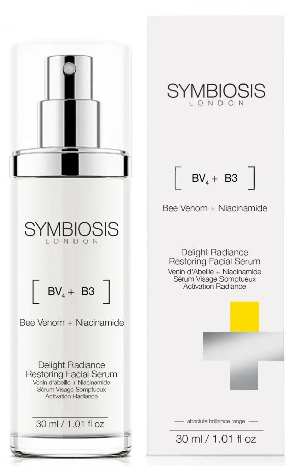 Symbiosis London Delight Radiance Restoring Facial Serum сыворотка для лица для сияния с пчелиным ядом и ниацинамидом 30 мл, увлажняющая сыворотка с гиалуроновой кислотой