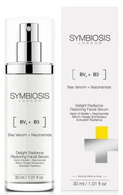 Symbiosis London Delight Radiance Restoring Facial Serum сыворотка для лица для сияния с пчелиным ядом и ниацинамидом 30 мл, увлажняющая сыворотка с гиалуроновой кислотой