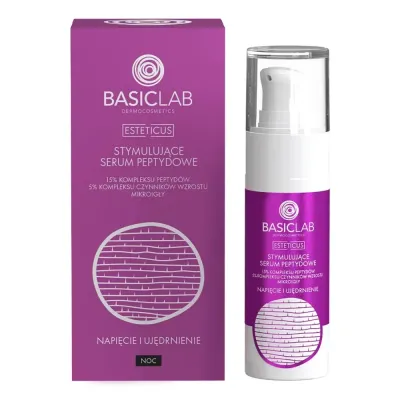 BasicLab Dermocosmetics Esteticus 15% Serum сыворотка для лица пептидная стимулирующая, ночная, с микроиглами, для зрелой кожи, 30 мл