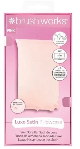 Наволочка сатиновая Brushworks Luxe Satin Pillowcase Pink розовая, 50 x 75 см