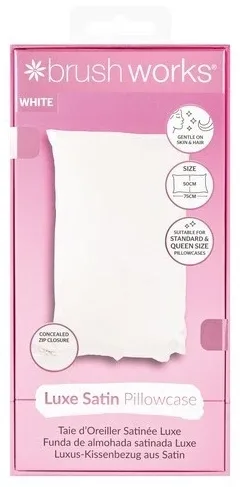 Наволочка сатиновая Brushworks Luxe Satin Pillowcase White белая, 50 x 75 см