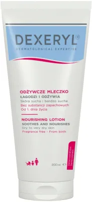 Молочко для лица и тела Dexeryl Nourishing Lotion питательное, с лёгкой жидкой текстурой, в тубе, 200 мл