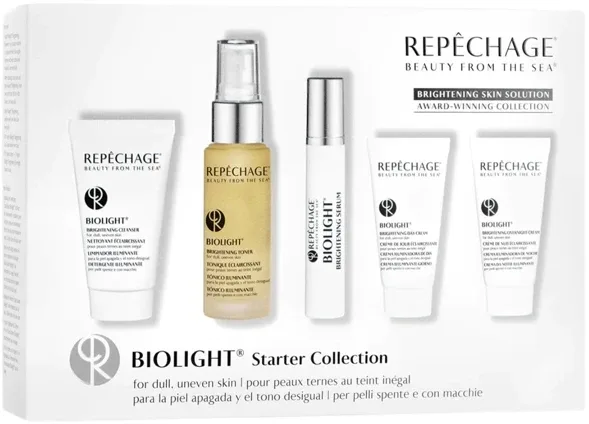 Repechage Biolight Starter Collection набор для лица осветляющий из 5 средств, очищение, тоник, сыворотка, дневной и ночной крем