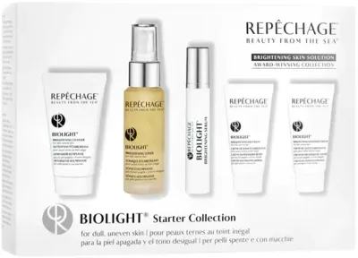 Repechage Biolight Starter Collection набор для лица осветляющий из 5 средств, очищение, тоник, сыворотка, дневной и ночной крем