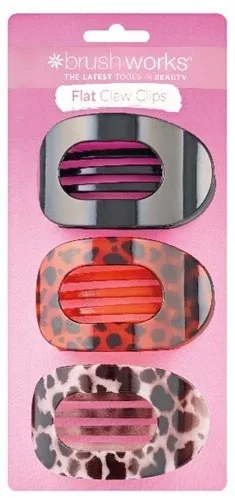 Заколки-крабы для волос Brushworks Flat Claw Clips плоские, 3 шт