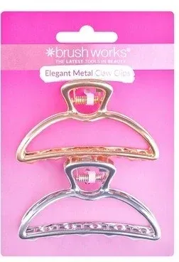 Заколки-крабы для волос Brushworks Elegant Metal Claw Clips металлические, 2 шт