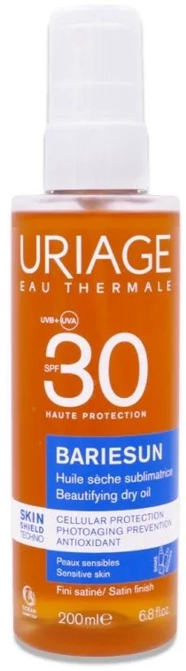 Сухое масло для загара Uriage Bariesun Beautifying Spray Dry Oil SPF30 в виде спрея, 200 мл
