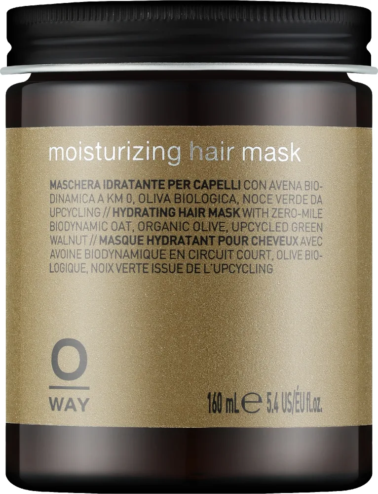 Маска для волос Oway Moisturizing Hair Mask With Zero-Mile Biodynamic Oat, Organic Olive, Upcycled Green Walnut увлажняющая, с овсом, оливой и зелёным грецким орехом, 160 мл