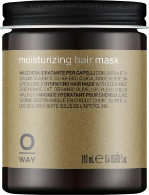 Маска для волос Oway Moisturizing Hair Mask With Zero-Mile Biodynamic Oat, Organic Olive, Upcycled Green Walnut увлажняющая, с овсом, оливой и зелёным грецким орехом, 160 мл