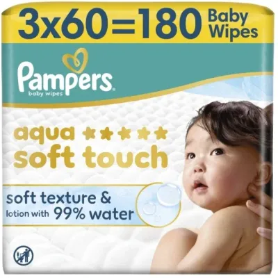 Влажные салфетки для детей Pampers Aqua Soft Touch, 3 уп. по 60 шт