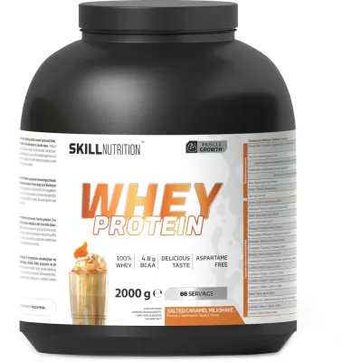 Протеин в порошке Skill Nutrition Whey Protein Powder Salted Caramel Milkshake, со вкусом молочного коктейля с солёной карамелью, для спортсменов, 700 г