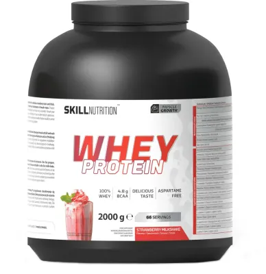 Протеин в порошке Skill Nutrition Whey Protein Powder Strawberry Milkshake, со вкусом клубничного молочного коктейля, для спортсменов, 700 г