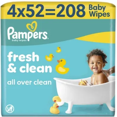 Влажные салфетки для детей Pampers Fresh Clean, 4 уп. по 52 шт