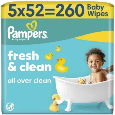 Влажные салфетки для детей Pampers Fresh Clean, 5 уп. по 52 шт