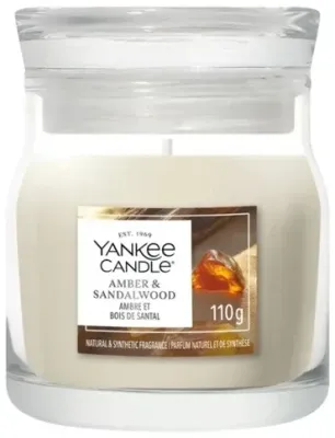 Свеча ароматическая Yankee Candle Amber and Sandalwood в стеклянной ёмкости, 1 фитиль, 110 г