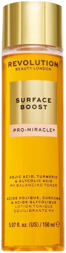 Revolution Beauty Surface Boost Pro Miracle Toner тоник для лица с гликолевой кислотой, ниацинамидом и куркумой, для сияния 150 мл