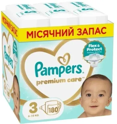 Подгузники Pampers Premium Care, размер 3 (6-10 кг), 180 шт