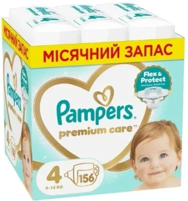 Подгузники Pampers Premium Care, размер 4 (9-14 кг), 156 шт
