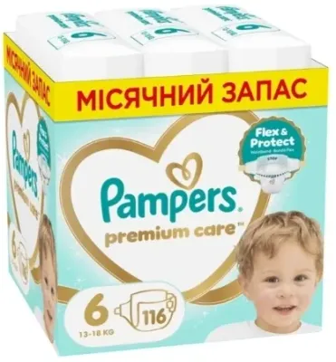 Подгузники Pampers Premium Care, размер 6 (13-18 кг), 116 шт