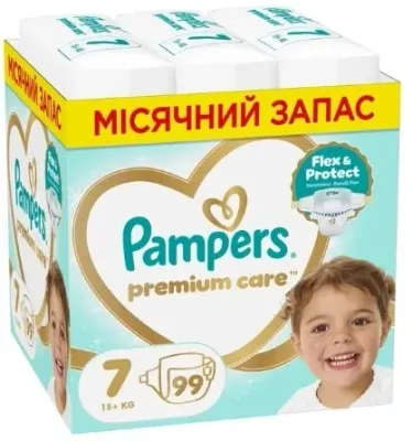 Подгузники Pampers Premium Care, размер 7 (15+ кг), 99 шт